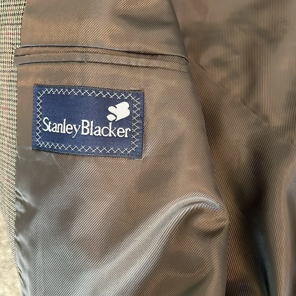 Stanley Blacker Brown Plaid Blazer Size 43R